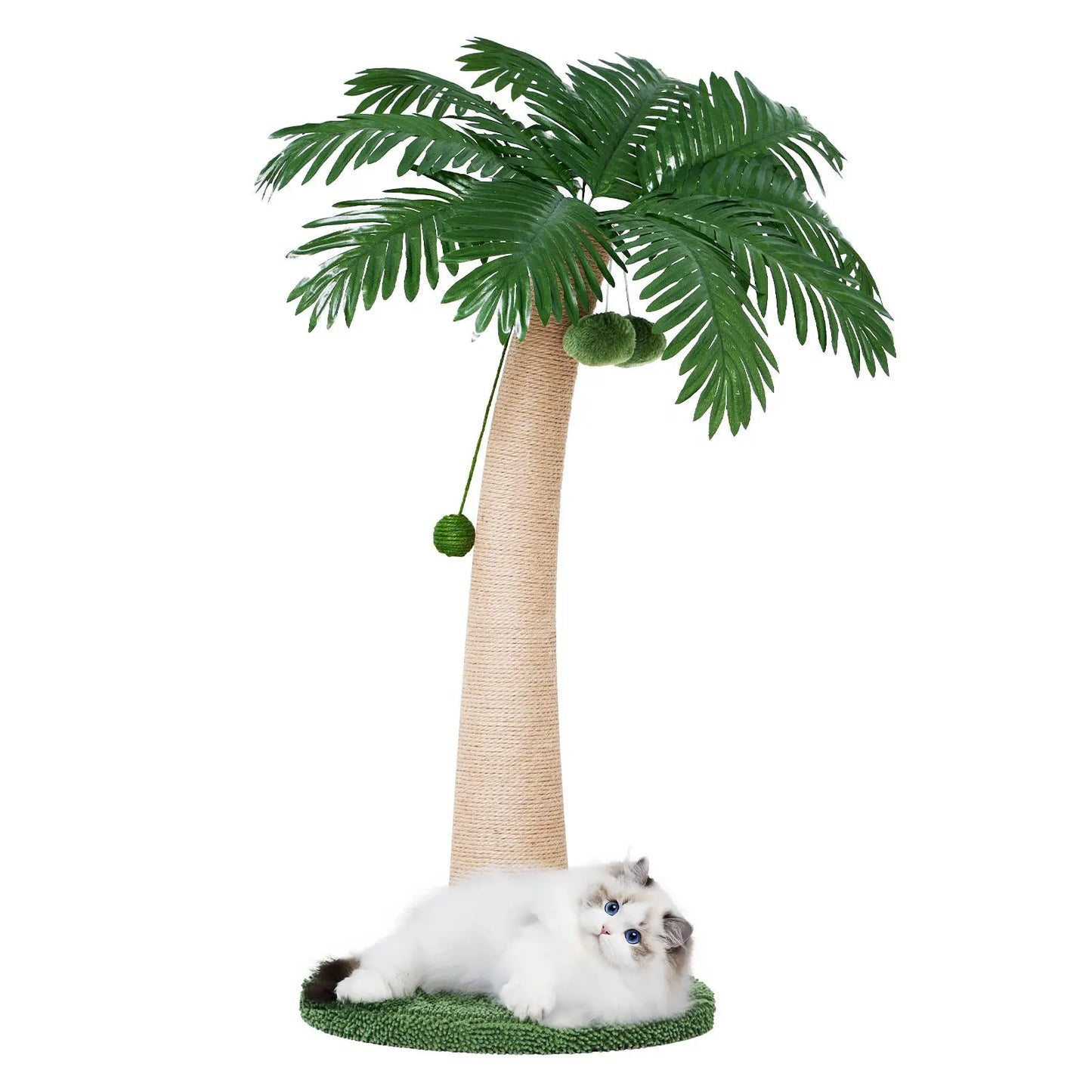 Ultimate!! Cat Tree / Tower for Indoor with Green Leaves, Cat Condo Cozy Plush House with Hang Ball, Pet Furniture with Scratching Posts