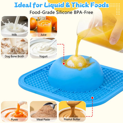 Slow Feeder Dog Bowls & Lick Mat for Liquid and Thick Treat, Anti-Slip Dog Lick Bowl with Interactive Rolling Ball