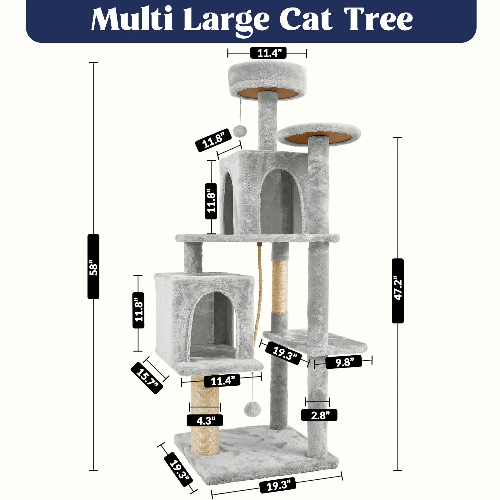 Ultimate!! Cat Tree / Tower for Indoor with Green Leaves, Cat Condo Cozy Plush House with Hang Ball, Pet Furniture with Scratching Posts 