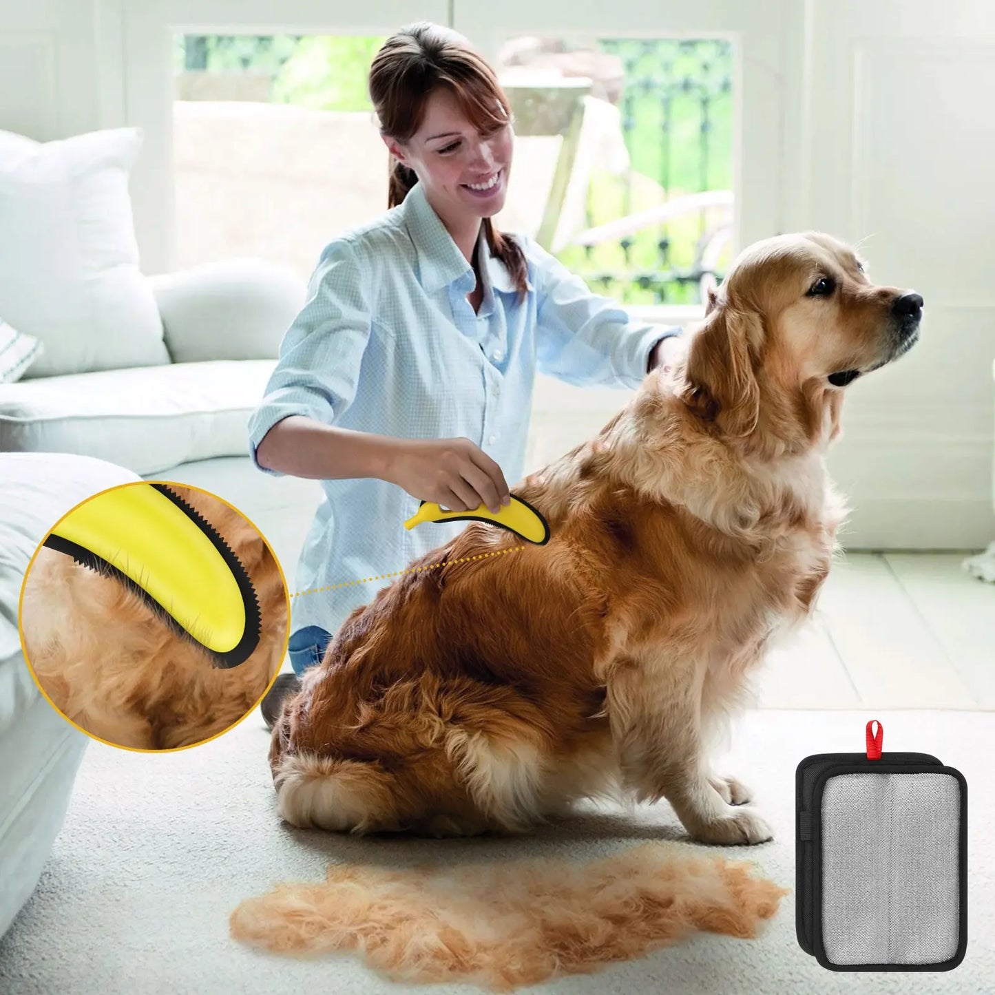 Adjustable Pet Hair Remover Brush with Hanging Ring - Effective Cleaning Tool for Carpets and Floors, Ideal Gift for Pet Owners