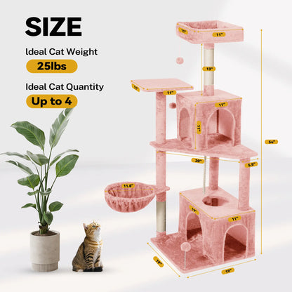 Ultimate!! Cat Tree / Tower for Indoor with Green Leaves, Cat Condo Cozy Plush House with Hang Ball, Pet Furniture with Scratching Posts 