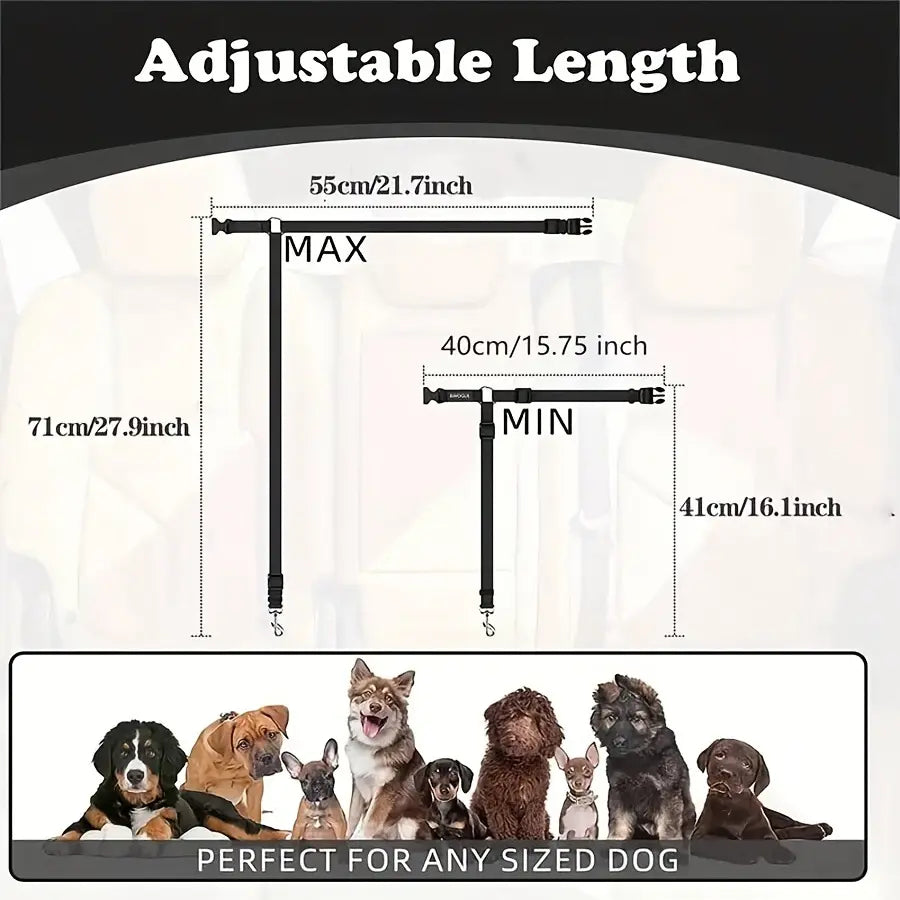 Pawzseek Adjustable Dog Car Seat Belt Harness - Durable and User-Friendly Pet Safety Accessory for Travel