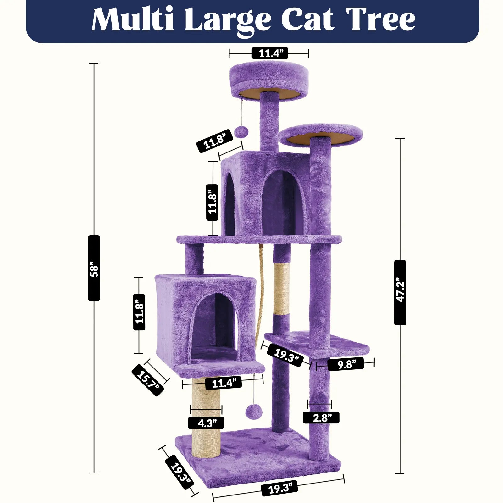 Ultimate!! Cat Tree / Tower for Indoor with Green Leaves, Cat Condo Cozy Plush House with Hang Ball, Pet Furniture with Scratching Posts 