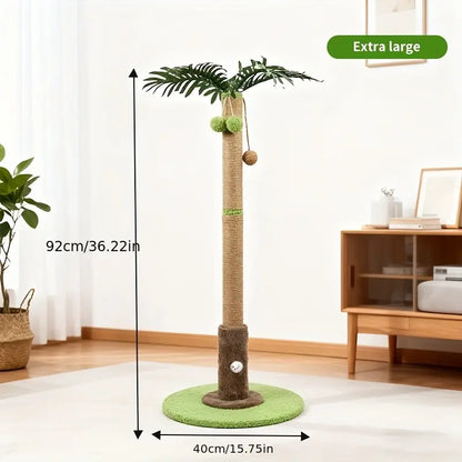 Tree-Shaped Cat Scratching Post 36.22" Palm Tree Cat Tree Tower with Interactive Hanging Toys, Heavy Duty Sisal Multi-Level Cat Climber for Indoor Cats & Kittens, Space-Saving Small Cat Condo Furniture