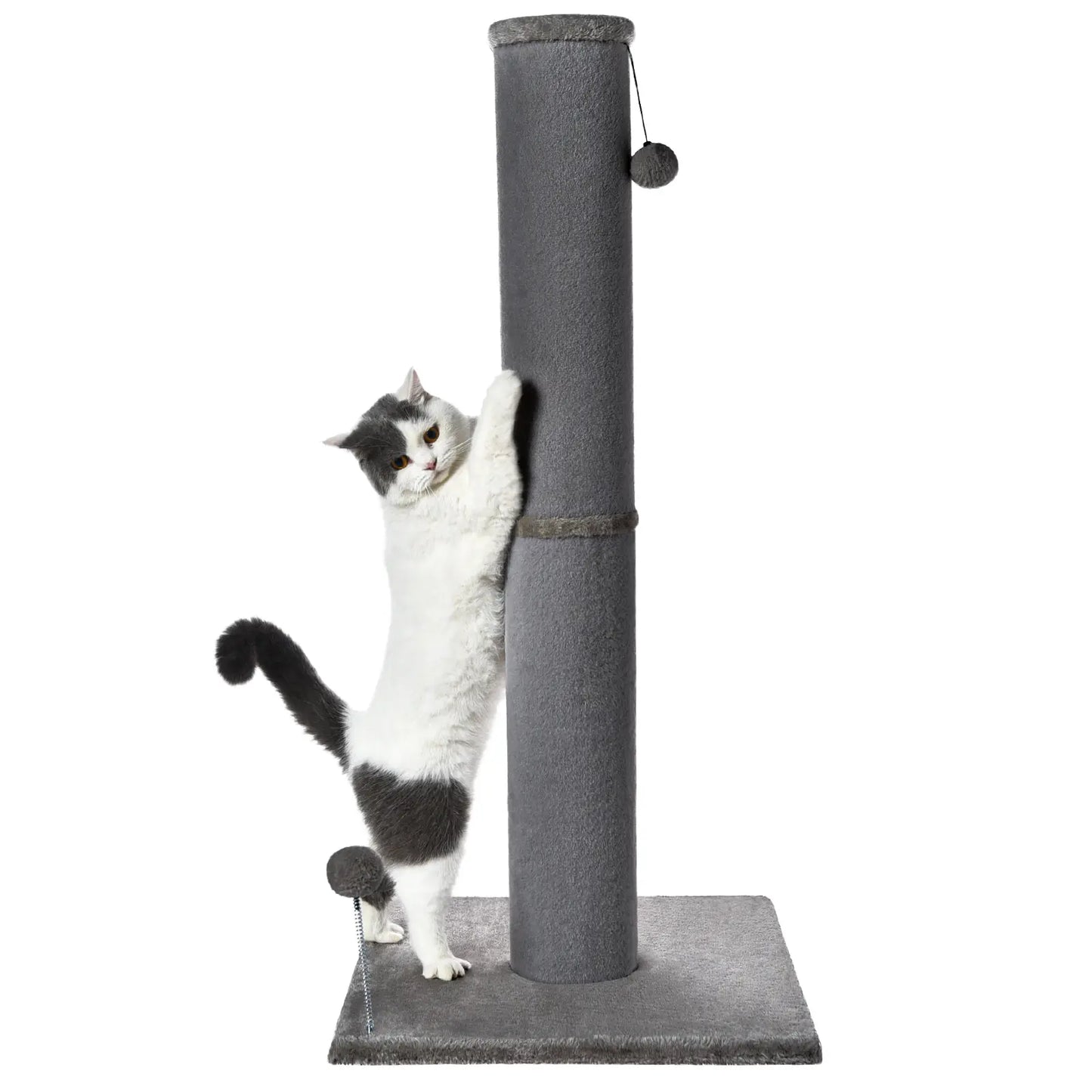 MADE 4 PETS 41-Inch Tall Gray Vertical Scratcher for Indoor Cats, Large Sisal Post with Replaceable Toys, Sturdy Base, Solid Construction & Space-Saving Design