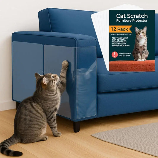 12 Pack Cat Scratch Furniture Protector, Couch Protector from Cat Claws - Heavy-Duty, Easy-To-Apply Scratching Deterrent and Shield