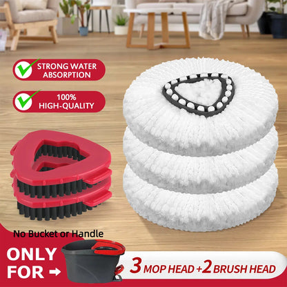 Mop Head & Scrub Brush Refill for O-Cedar Easywring 1 Tank System Only. Bucket & Handle NOT Included. Perfect Suitable Cleaners Pack Cleaning