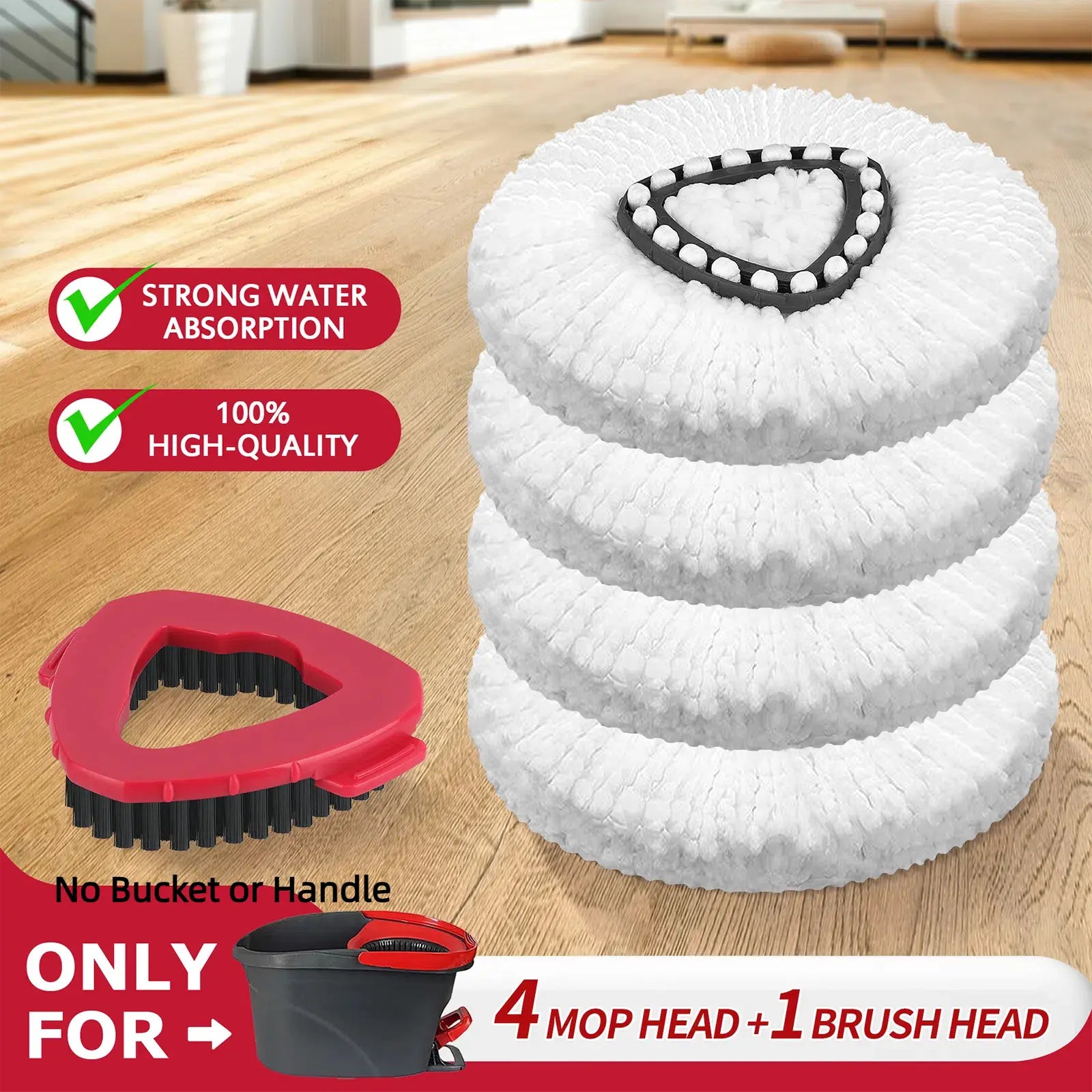 Mop Head & Scrub Brush Refill for O-Cedar Easywring 1 Tank System Only. Bucket & Handle NOT Included. Perfect Suitable Cleaners Pack Cleaning