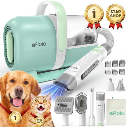Afloia Professional Dog Grooming Kit: Vacuum Grooming Tools, Low Noise Dog Clippers, and Shedding Brush for Pet Lovers