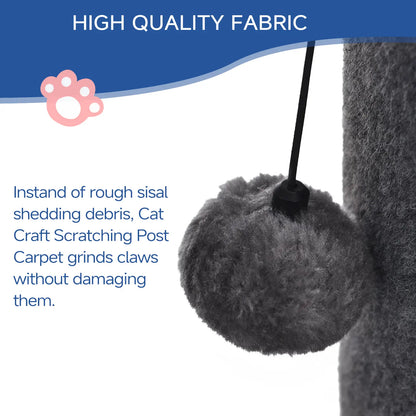 MADE 4 PETS 41-Inch Tall Gray Vertical Scratcher for Indoor Cats, Large Sisal Post with Replaceable Toys, Sturdy Base, Solid Construction & Space-Saving Design