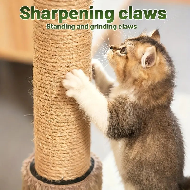 Tree-Shaped Cat Scratching Post 36.22" Palm Tree Cat Tree Tower with Interactive Hanging Toys, Heavy Duty Sisal Multi-Level Cat Climber for Indoor Cats & Kittens, Space-Saving Small Cat Condo Furniture