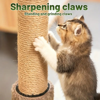 Tree-Shaped Cat Scratching Post 36.22" Palm Tree Cat Tree Tower with Interactive Hanging Toys, Heavy Duty Sisal Multi-Level Cat Climber for Indoor Cats & Kittens, Space-Saving Small Cat Condo Furniture
