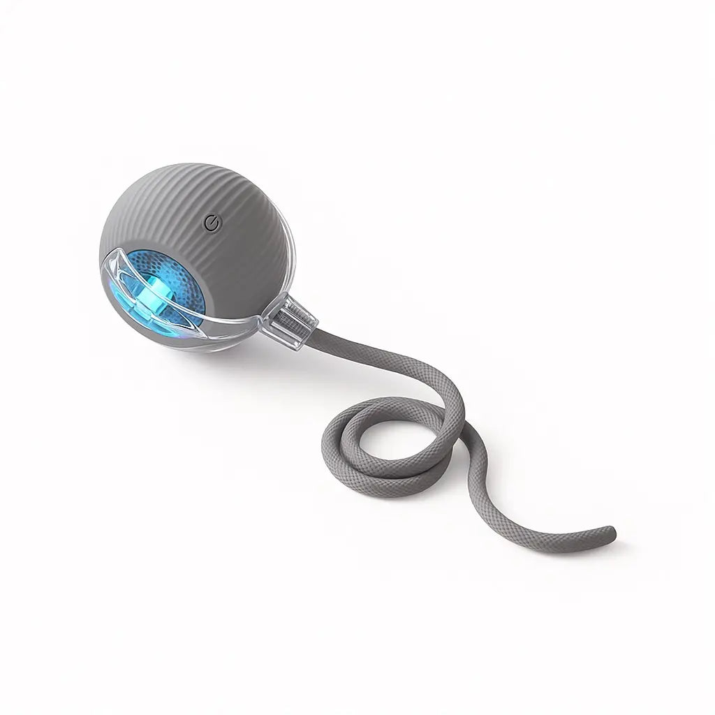 Mizusu Interactive Teaser Toy for Cats and Dogs with Two Extra Tails - Rolling Ball Pet Toy and Accessories