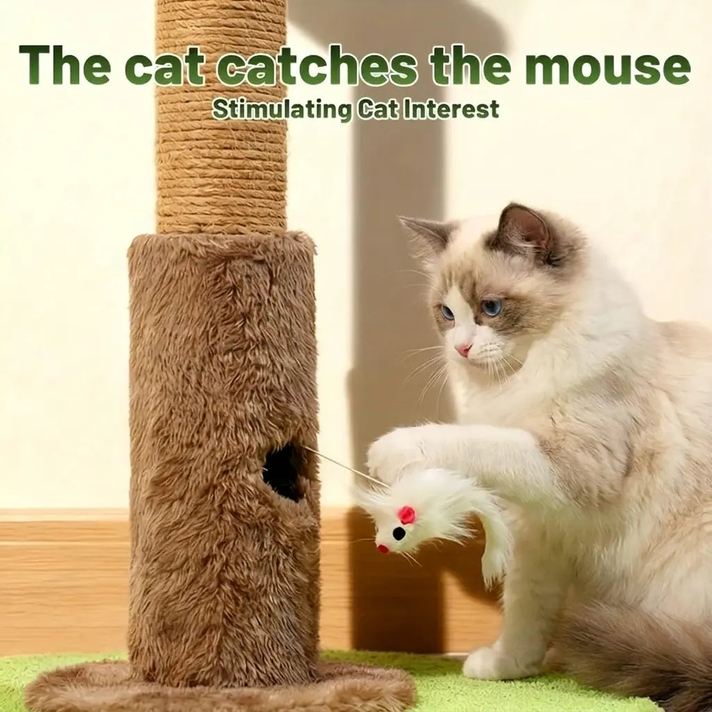 Tree-Shaped Cat Scratching Post 36.22" Palm Tree Cat Tree Tower with Interactive Hanging Toys, Heavy Duty Sisal Multi-Level Cat Climber for Indoor Cats & Kittens, Space-Saving Small Cat Condo Furniture