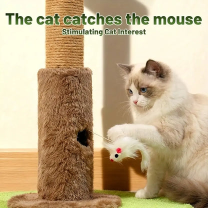 Tree-Shaped Cat Scratching Post 36.22" Palm Tree Cat Tree Tower with Interactive Hanging Toys, Heavy Duty Sisal Multi-Level Cat Climber for Indoor Cats & Kittens, Space-Saving Small Cat Condo Furniture