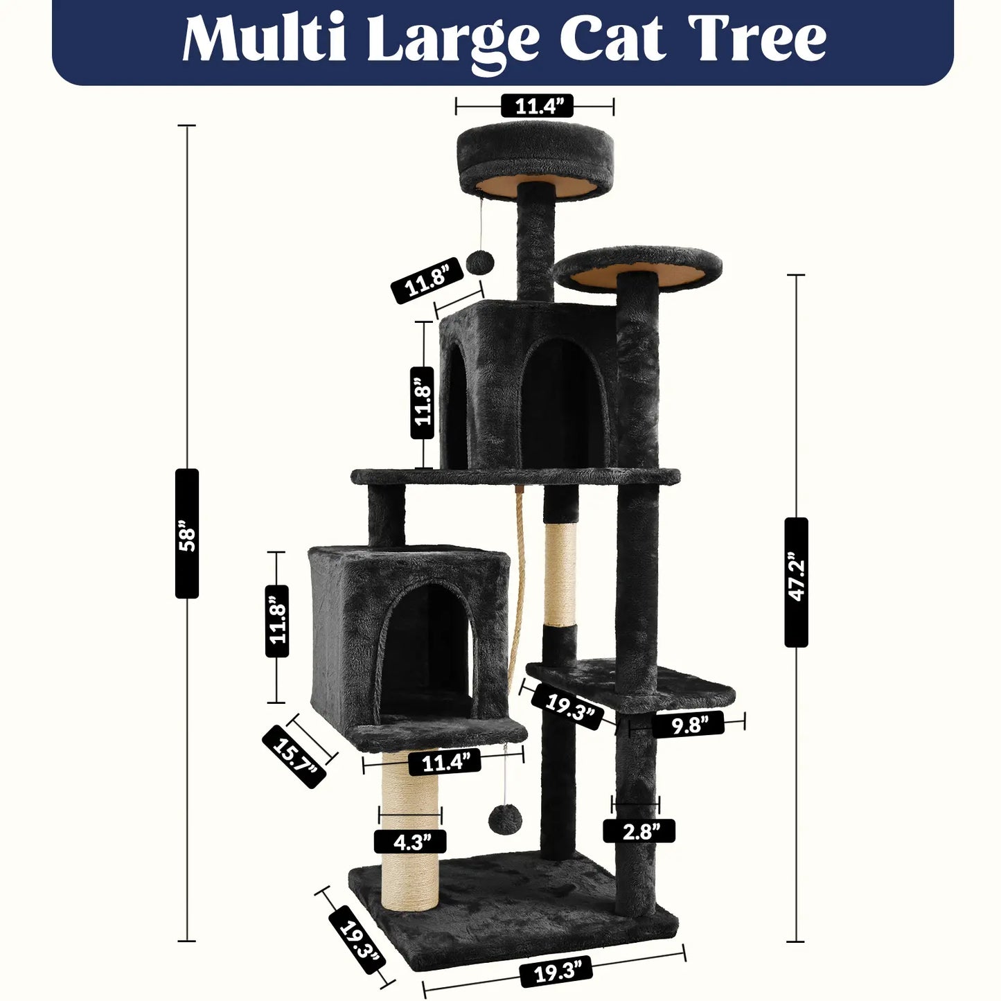 Ultimate!! Cat Tree / Tower for Indoor with Green Leaves, Cat Condo Cozy Plush House with Hang Ball, Pet Furniture with Scratching Posts 