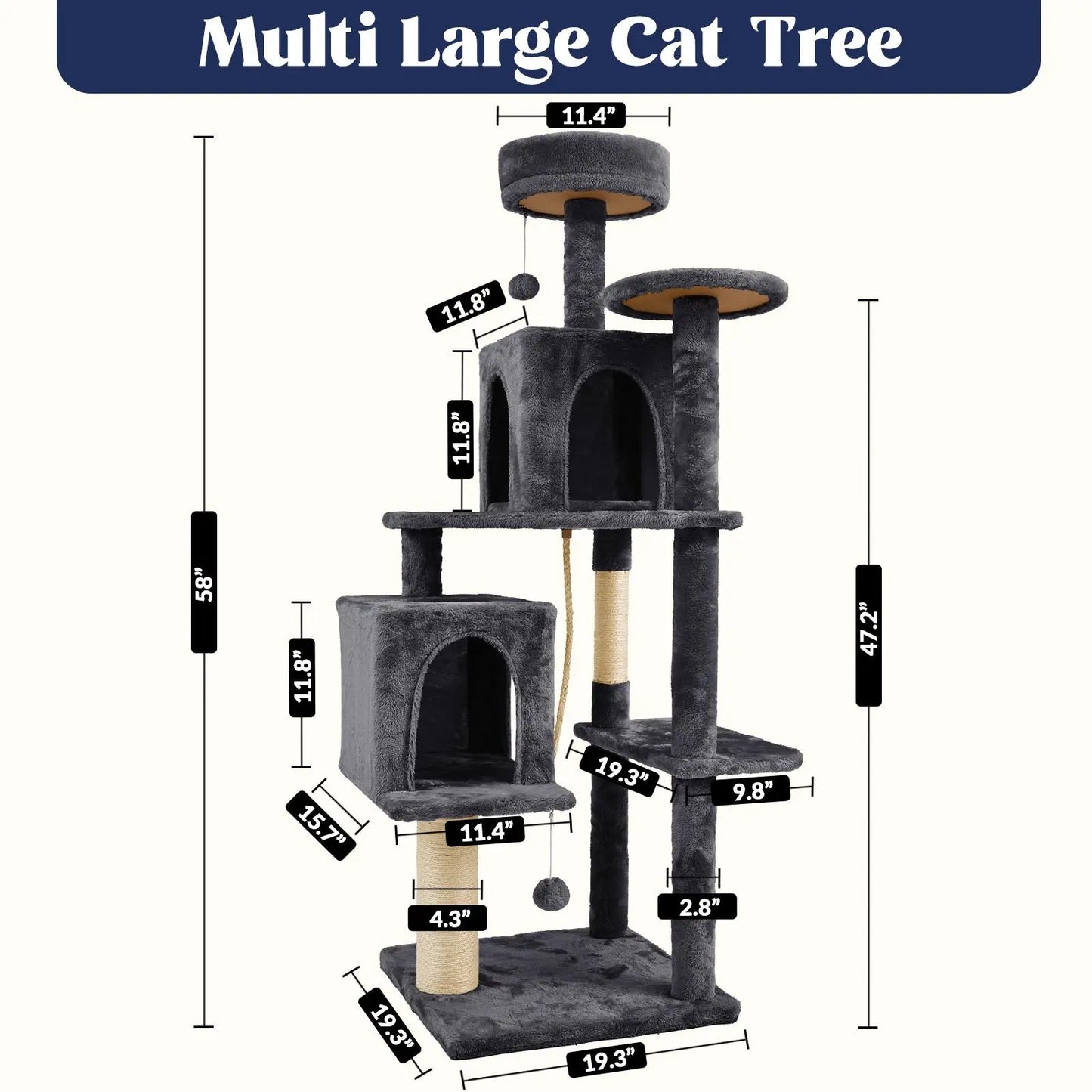 Ultimate!! Cat Tree / Tower for Indoor with Green Leaves, Cat Condo Cozy Plush House with Hang Ball, Pet Furniture with Scratching Posts 