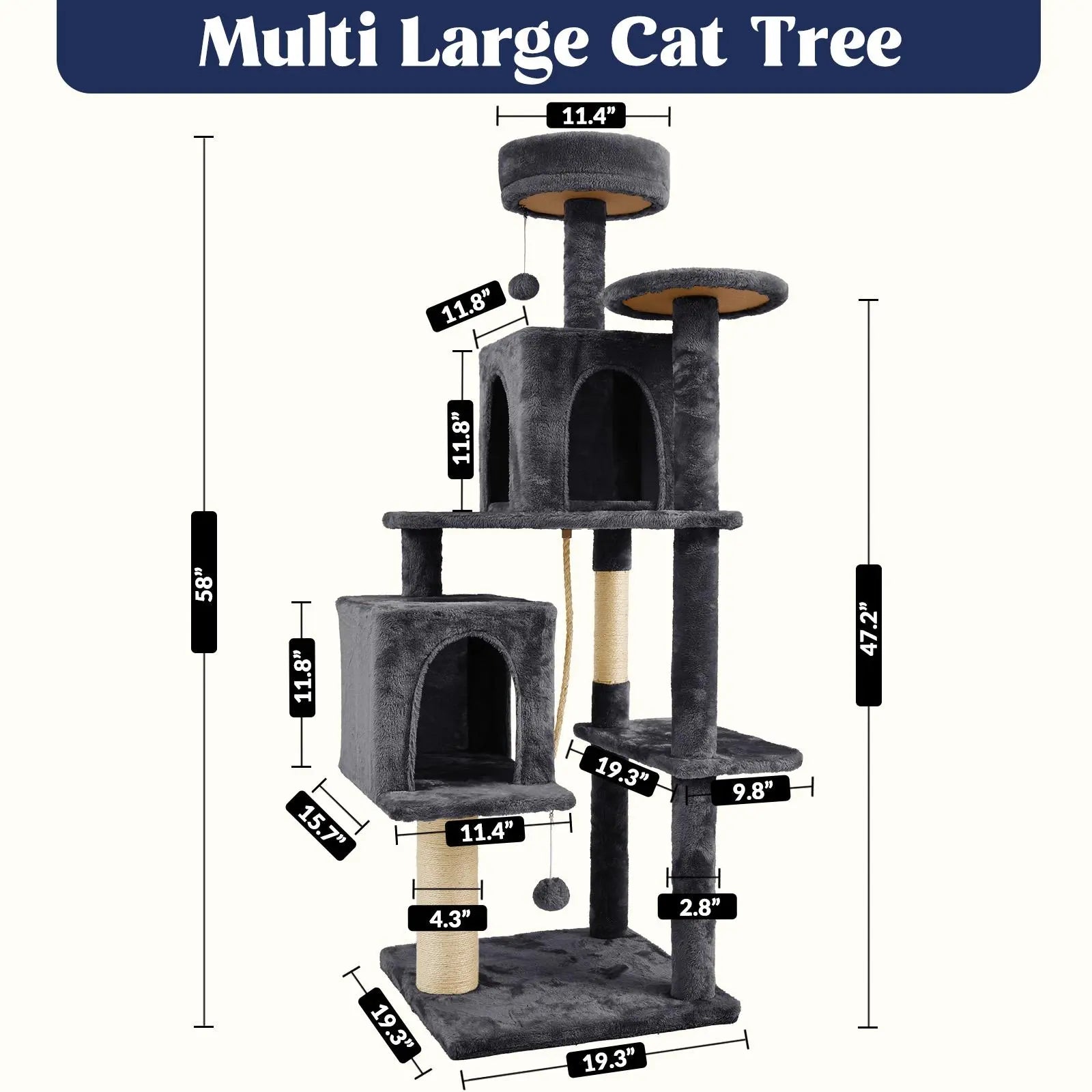 Ultimate!! Cat Tree / Tower for Indoor with Green Leaves, Cat Condo Cozy Plush House with Hang Ball, Pet Furniture with Scratching Posts 