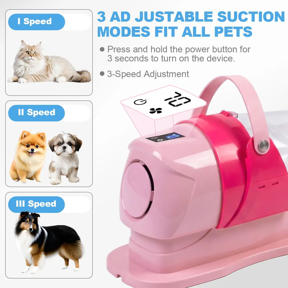 Anlecity 6-In-1 Pet Grooming Vacuum Kit for Dogs Cats, 3L Large Cup, 3 Suction Modes, Low Noise Dog Hair Vacuum Trimmer with 3-15Mm Guide Combs, 99% Hair Captured All-In-One Home Pet Groomer Remover #Petgrooming #Tiktokmademebuyit