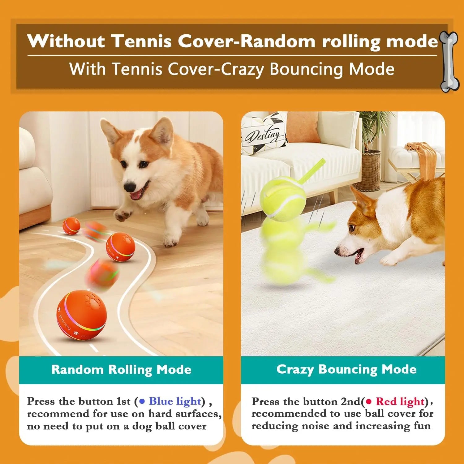 Fun Interactive Dog Ball Motion Activated Automatic Rolling Ball Toys For/Small/Medium/Large Dogs,Usb Rechargeable 
