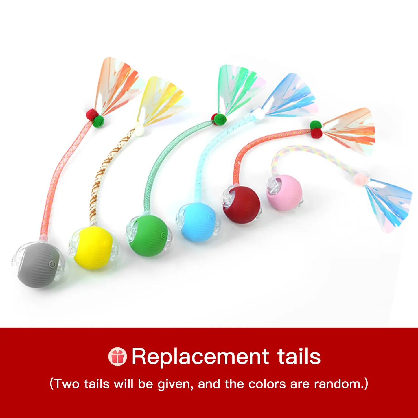 Mizusu Interactive Teaser Toy for Cats and Dogs with Two Extra Tails - Rolling Ball Pet Toy and Accessories