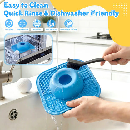 Slow Feeder Dog Bowls & Lick Mat for Liquid and Thick Treat, Anti-Slip Dog Lick Bowl with Interactive Rolling Ball