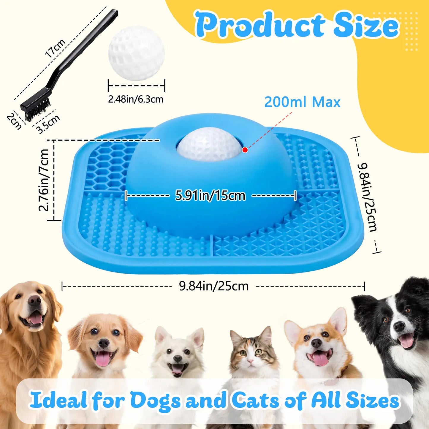 Slow Feeder Dog Bowls & Lick Mat for Liquid and Thick Treat, Anti-Slip Dog Lick Bowl with Interactive Rolling Ball