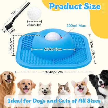 Slow Feeder Dog Bowls & Lick Mat for Liquid and Thick Treat, Anti-Slip Dog Lick Bowl with Interactive Rolling Ball