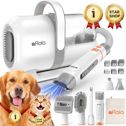 Afloia Professional Dog Grooming Kit: Vacuum Grooming Tools, Low Noise Dog Clippers, and Shedding Brush for Pet Lovers