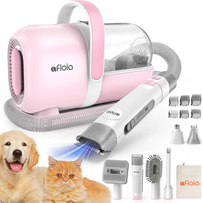 Afloia Professional Dog Grooming Kit: Vacuum Grooming Tools, Low Noise Dog Clippers, and Shedding Brush for Pet Lovers