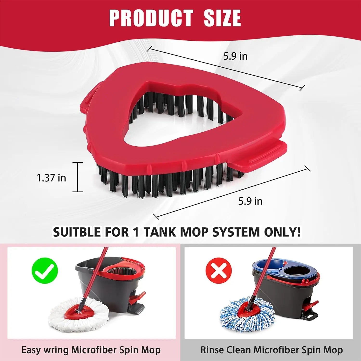 Mop Head & Scrub Brush Refill for O-Cedar Easywring 1 Tank System Only. Bucket & Handle NOT Included. Perfect Suitable Cleaners Pack Cleaning