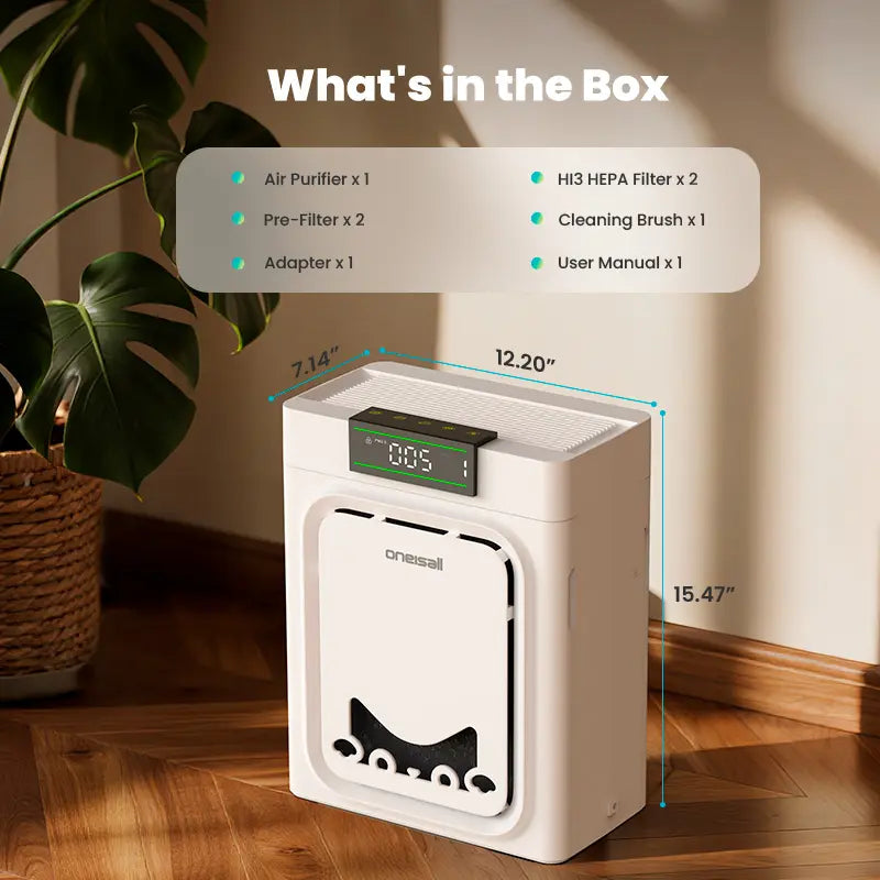 Air Purifier for Homes with Pets, 3-In-1 Washable HEPA Filter, Dual-Sided Filter with Activated Carbon, Pet-Friendly Design – Pet Lock, Allergen Relief & Odor Removal 