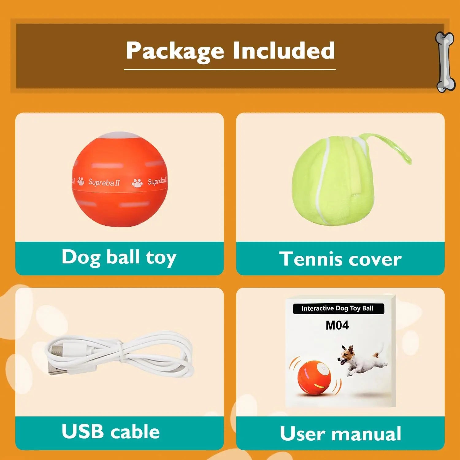 Fun Interactive Dog Ball Motion Activated Automatic Rolling Ball Toys For/Small/Medium/Large Dogs,Usb Rechargeable 