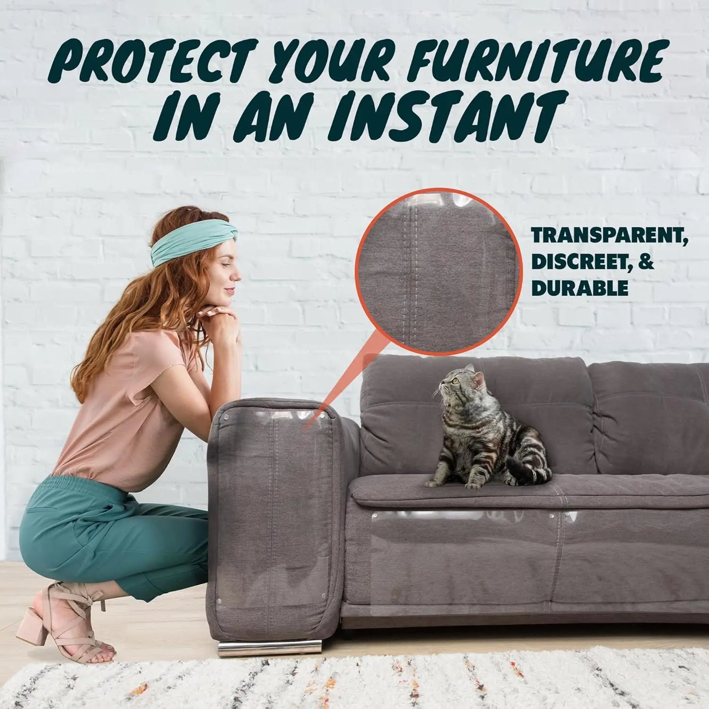 12 Pack Cat Scratch Furniture Protector, Couch Protector from Cat Claws - Heavy-Duty, Easy-To-Apply Scratching Deterrent and Shield