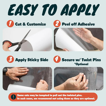 12 Pack Cat Scratch Furniture Protector, Couch Protector from Cat Claws - Heavy-Duty, Easy-To-Apply Scratching Deterrent and Shield