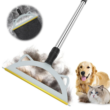 Adjustable Pet Hair Remover Brush with Hanging Ring - Effective Cleaning Tool for Carpets and Floors, Ideal Gift for Pet Owners