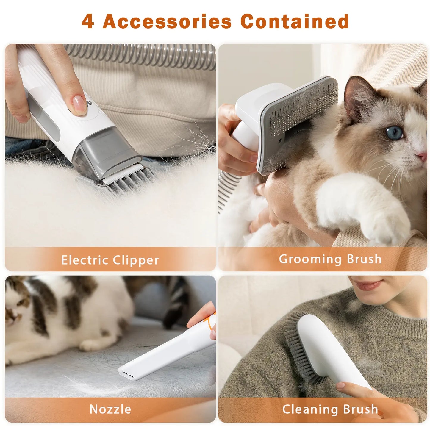 Afloia Professional Dog Grooming Kit: Vacuum Grooming Tools, Low Noise Dog Clippers, and Shedding Brush for Pet Lovers