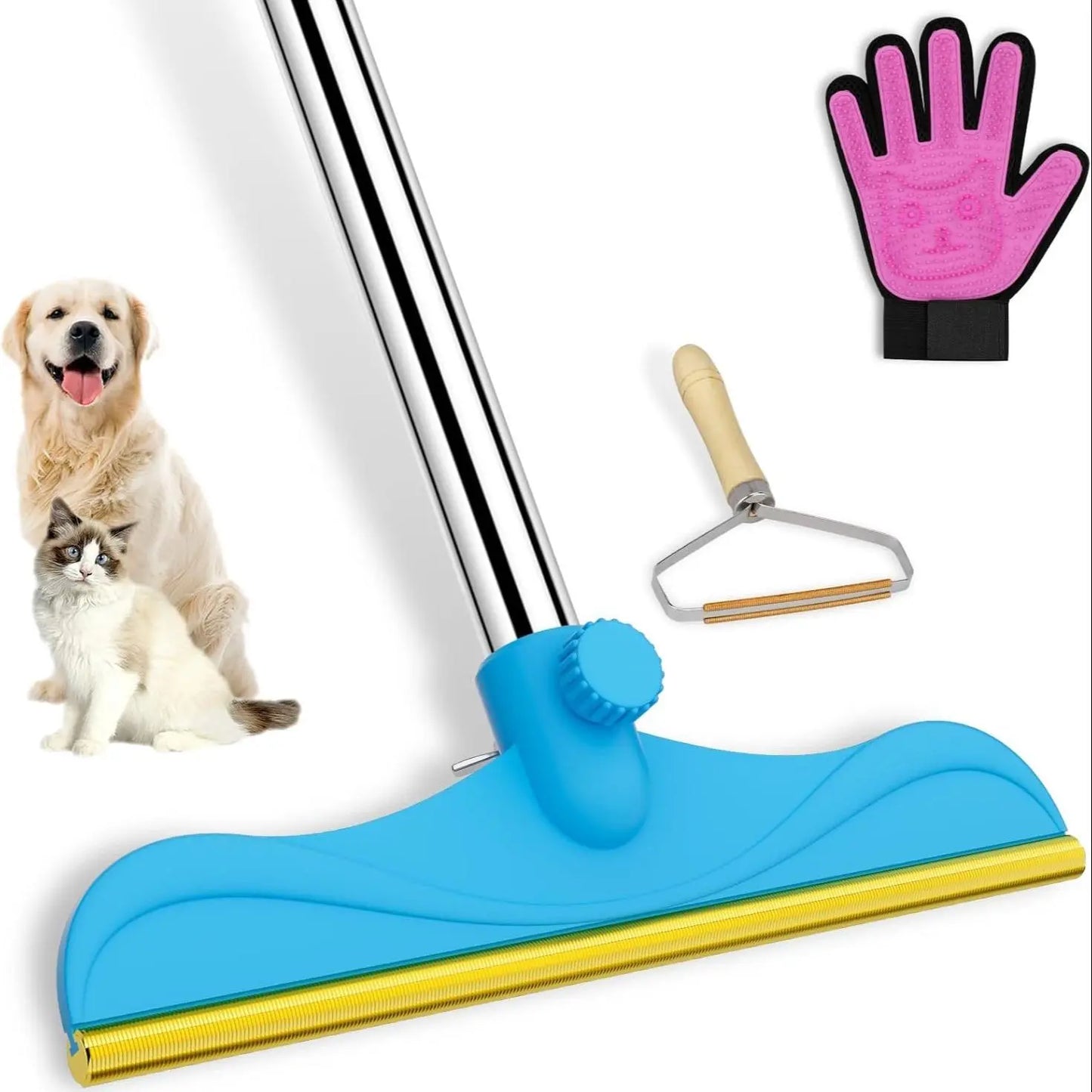 Adjustable Pet Hair Remover Brush with Hanging Ring - Effective Cleaning Tool for Carpets and Floors, Ideal Gift for Pet Owners