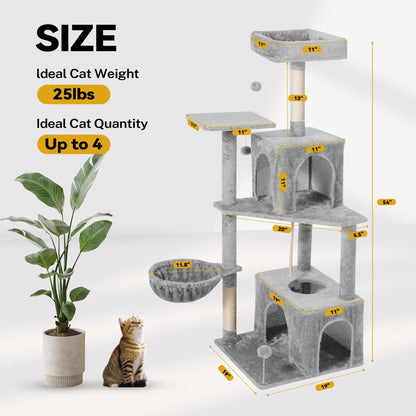 Ultimate!! Cat Tree / Tower for Indoor with Green Leaves, Cat Condo Cozy Plush House with Hang Ball, Pet Furniture with Scratching Posts 
