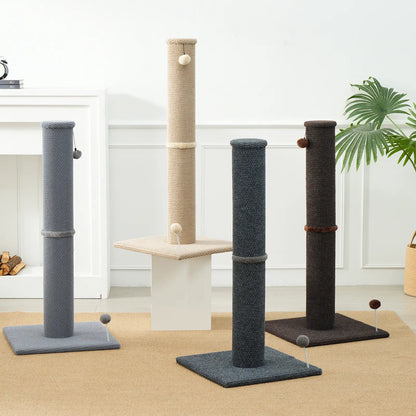 MADE 4 PETS 41-Inch Tall Gray Vertical Scratcher for Indoor Cats, Large Sisal Post with Replaceable Toys, Sturdy Base, Solid Construction & Space-Saving Design