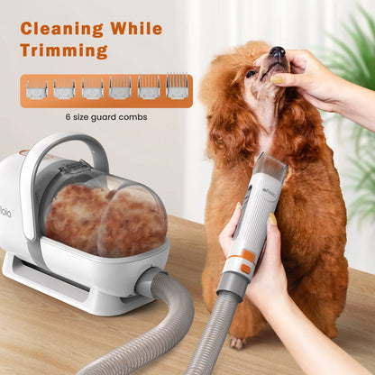 Afloia Professional Dog Grooming Kit: Vacuum Grooming Tools, Low Noise Dog Clippers, and Shedding Brush for Pet Lovers