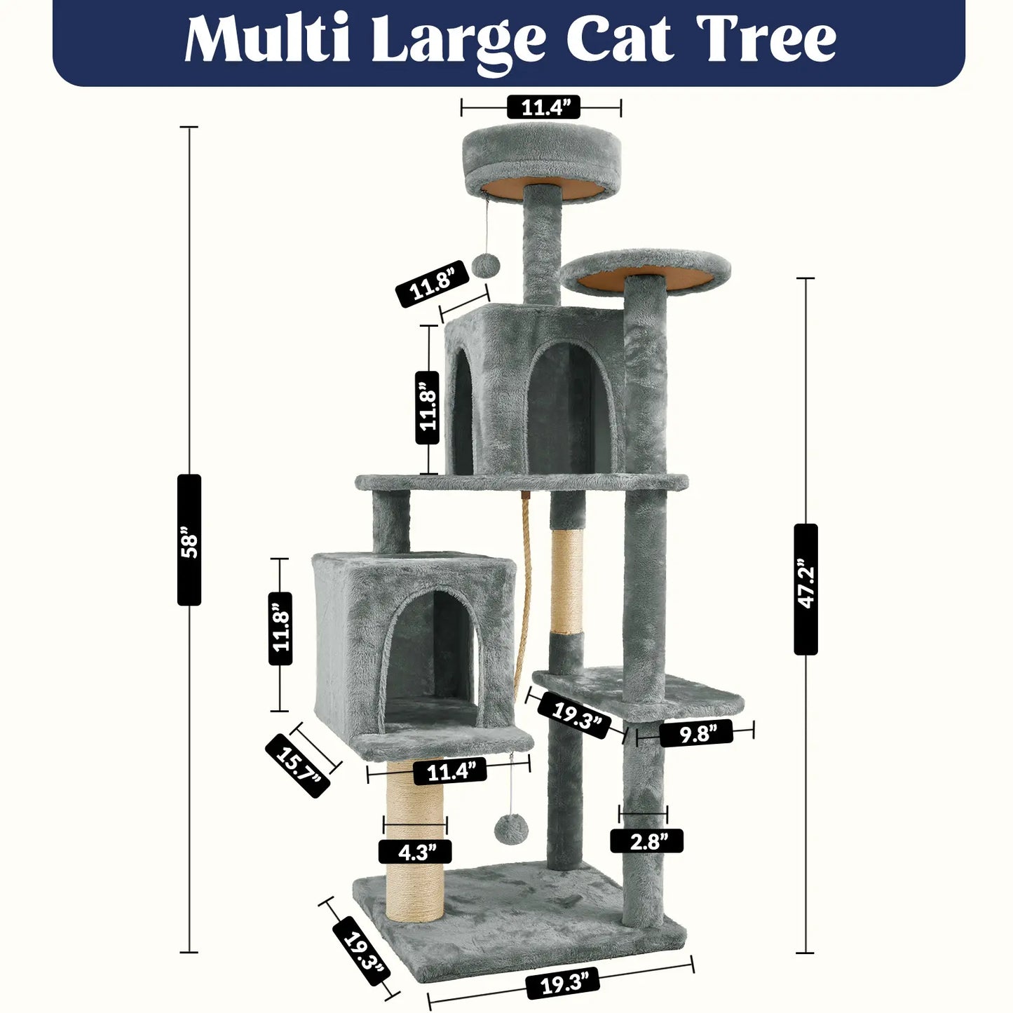 Ultimate!! Cat Tree / Tower for Indoor with Green Leaves, Cat Condo Cozy Plush House with Hang Ball, Pet Furniture with Scratching Posts 
