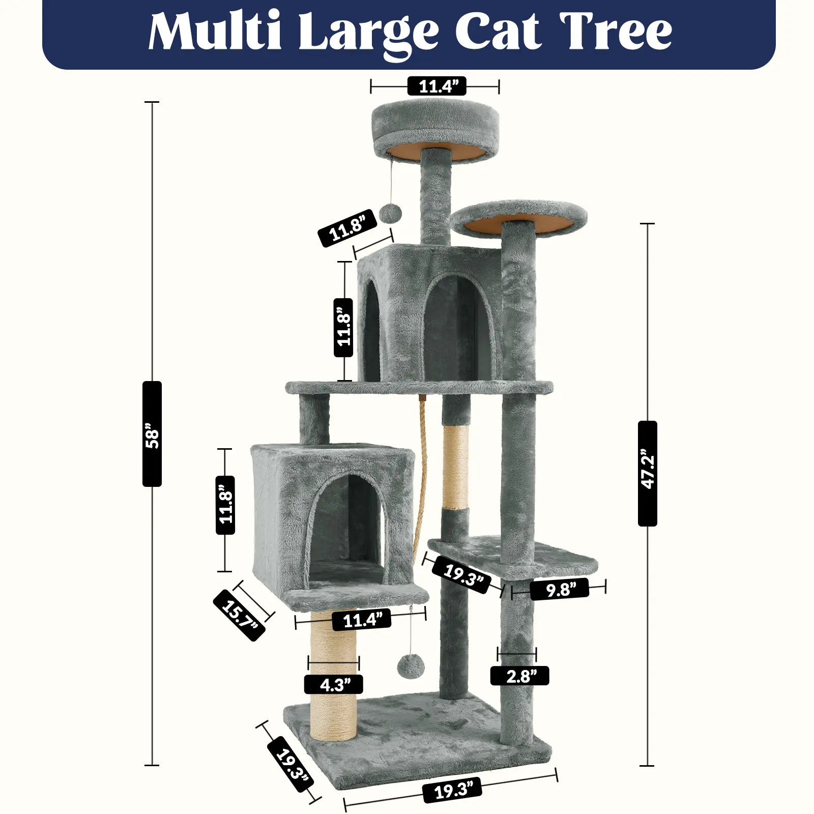 Ultimate!! Cat Tree / Tower for Indoor with Green Leaves, Cat Condo Cozy Plush House with Hang Ball, Pet Furniture with Scratching Posts 
