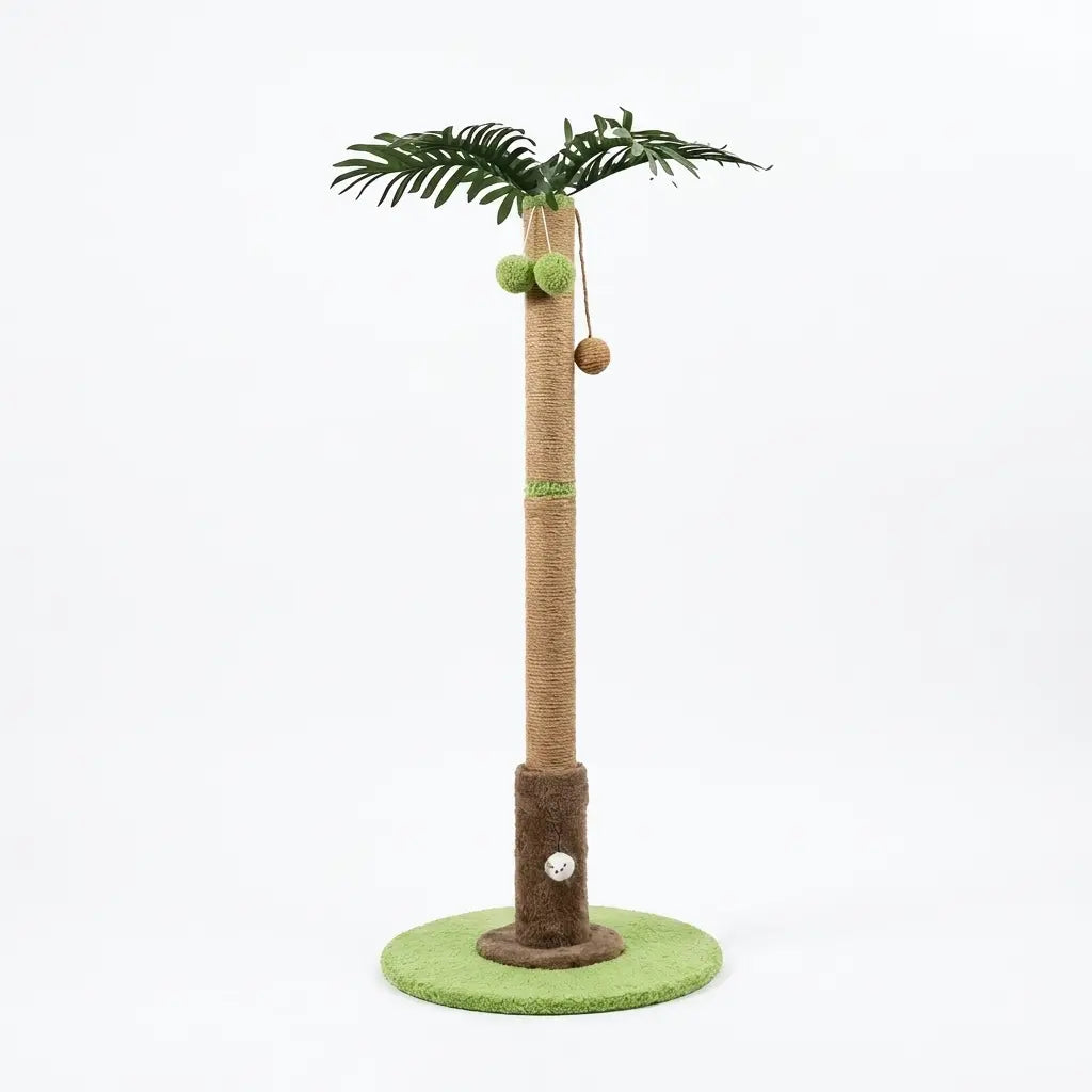Tree-Shaped Cat Scratching Post 36.22" Palm Tree Cat Tree Tower with Interactive Hanging Toys, Heavy Duty Sisal Multi-Level Cat Climber for Indoor Cats & Kittens, Space-Saving Small Cat Condo Furniture